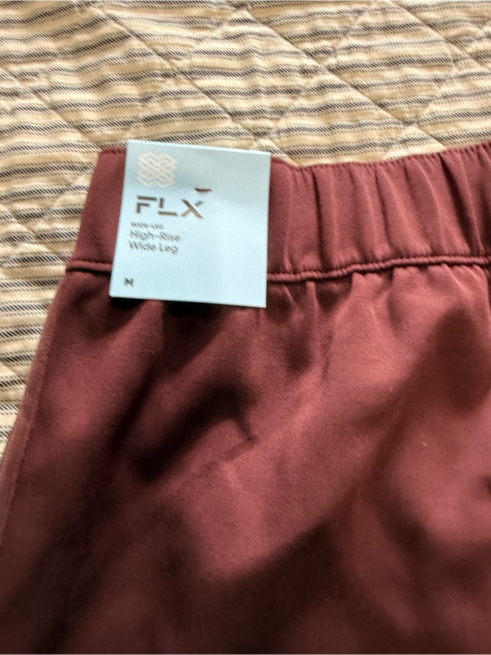 FLX High-Rise Wide Leg Track Pants in Burgundy